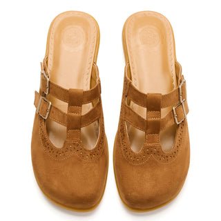 Camel Suede Mary Jane Clog